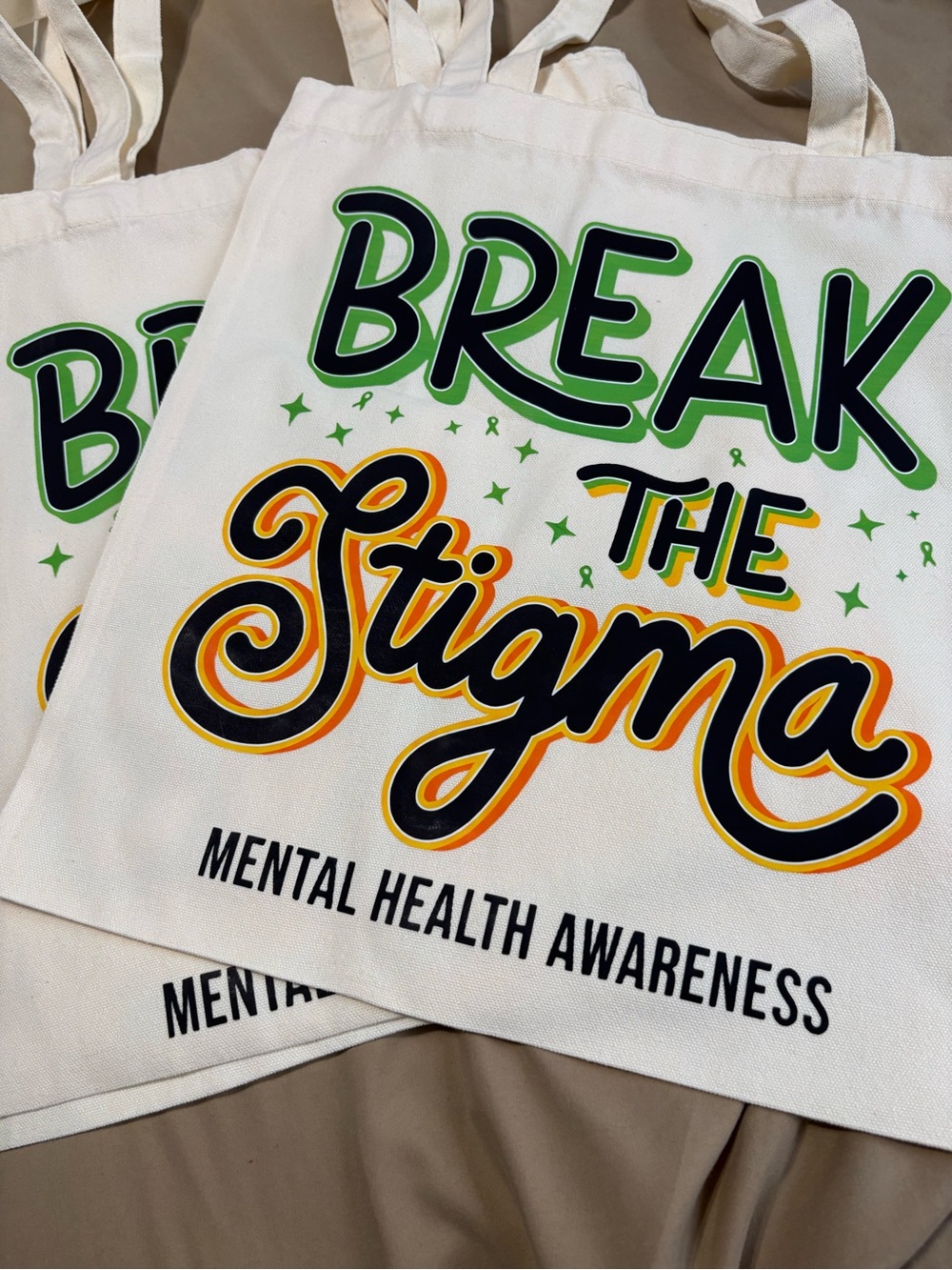 Sale‼️ Break the Stigma Canvas Tote Bag - Mental Health Awareness - Picture 3 of 3